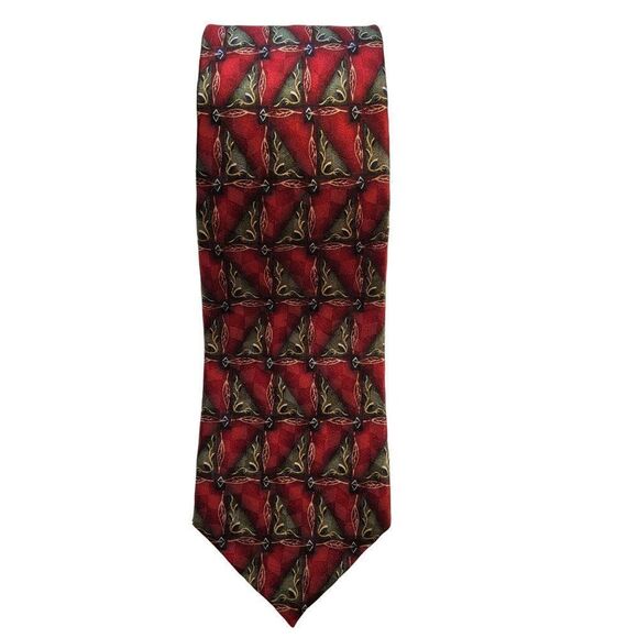 T. J. Richards Silk Mens Necktie Neck Tie Christmas Colors 60 inches Red Green - Picture 1 of 5
